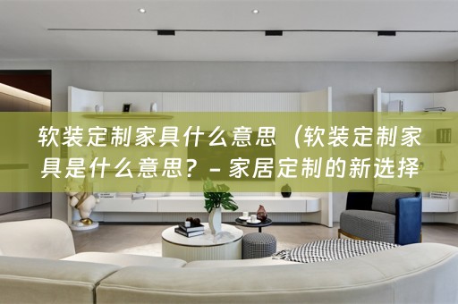 定制家具是什么意思？- 家居定制的新选择）