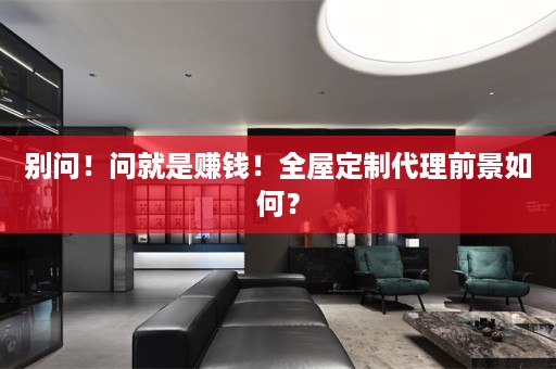 别问！问就是赚钱！代理前景如何？
