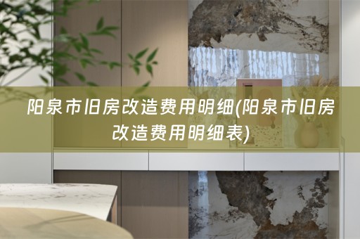 阳泉市旧房改造费用明细(阳泉市旧房改造费用明细表)