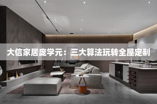 大信家居庞学元：三大算法玩转