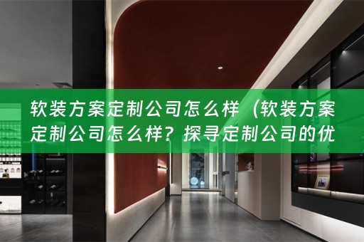 方案定制公司怎么样？探寻定制公司的优势和注意事项）