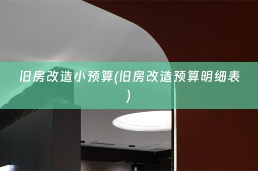 旧房改造小预算(旧房改造预算明细表)