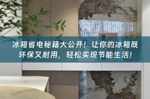 冰箱省电秘籍大公开！让你的冰箱既环保又耐用，轻松实现节能生活！