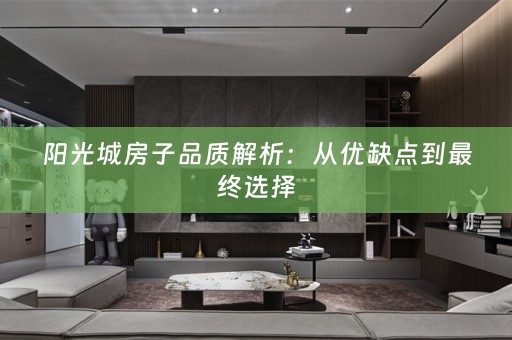 阳光城房子品质解析：从优缺点到最终选择