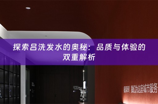探索吕洗发水的奥秘：品质与体验的双重解析