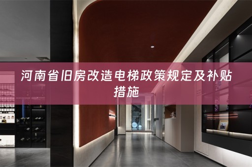河南省旧房改造电梯政策规定及补贴措施