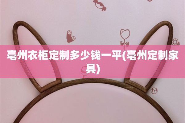 亳州衣柜定制多少钱一平(亳州定制家具)